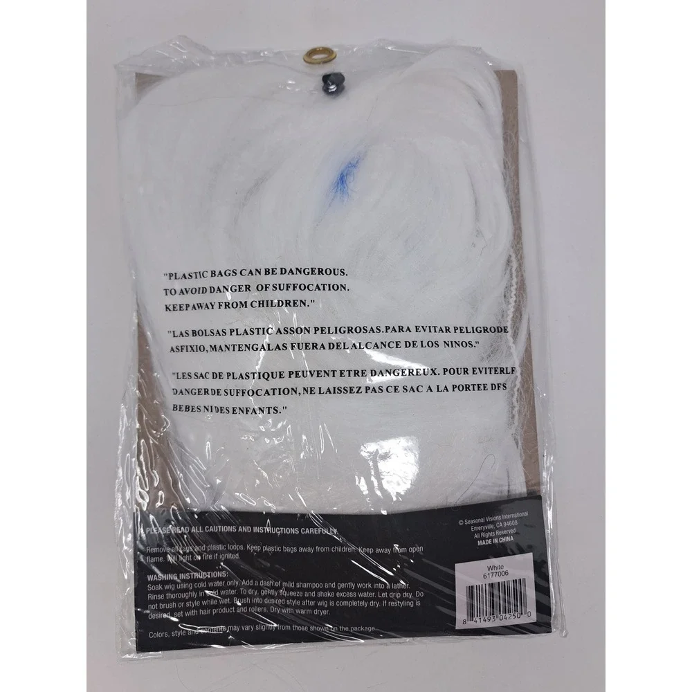 NEW Seasonal Visions International White 24 Inch Long Costume Wig Adult NEW